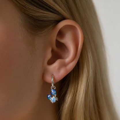 925 Sterling Silver Cute Animal Unique Huggie Hoop Earrings for Women - color: Blue Crab