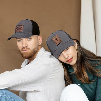 Christian Hats for Men Women, Faith Over Fear Hat - color: Cross Gray