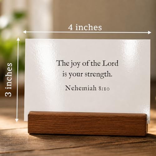 Bible Verse Cards with Wood Stand, 48 Prayer Cards for Daily Display - color: Minimalist