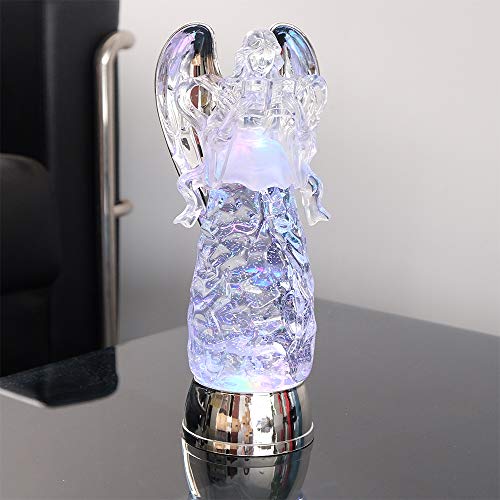 Wondise Color Changing Angel Lighted Snow Globe Water Lamp with 6H Timer - color: 11” Angel Reading