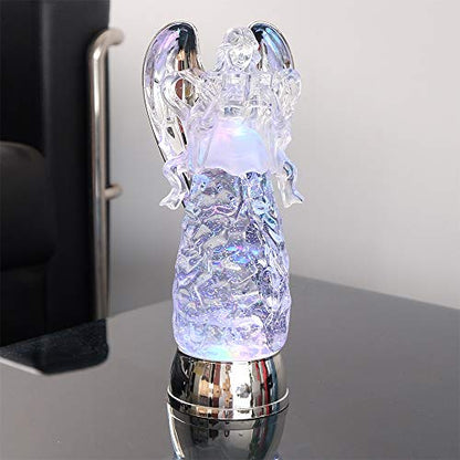 Wondise Color Changing Angel Lighted Snow Globe Water Lamp with 6H Timer - color: 11” Angel Reading