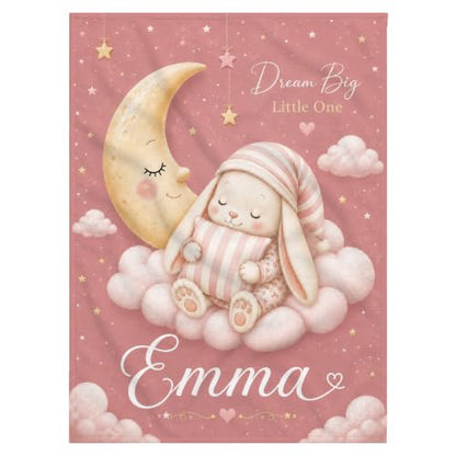 Personalized Baby Blanket With Name, Custom Baby Blankets Gift for Boy Girl - color: Blush Pink, size: Bunny