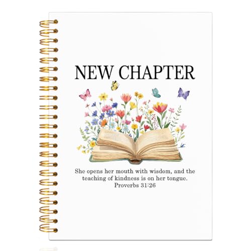 New Chapter Lined Spiral Notebook, Christian Journal for Women - color: White1