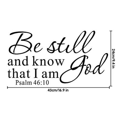 Be Still and Know That I am God Psalm 46:10 Wall Decal, Bible Scripture Vinyl Stickers, Removable Religious Art DIY Inspirational Quotes Sticker Mural for Bedroom Living Room Office Home Decoration