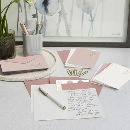 ZICOTO Beautiful Thank You Cards Set of 30 With Envelopes and Stickers - color: Pink