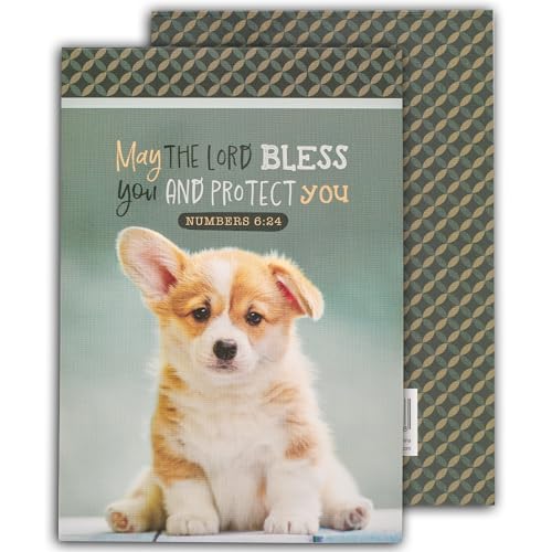 Christian Art Gifts Small Scripture Notepad: May the Lord Bless You Verse - color: Green/Puppy