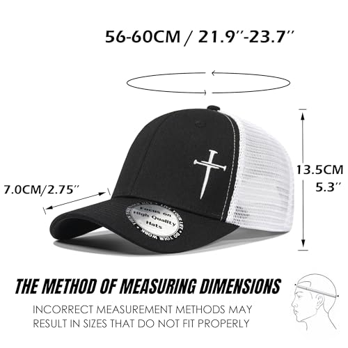 Christian Hats for Men Women,Jesus 3 Nail Cross Hat Christian Religious Gifts for Birthday/Christmas,Black and Silver - color: 04.black-white