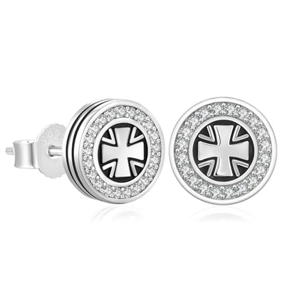KRKC&CO Earrings for Men, Sterling Silver Earrings Studs, Hypoallergenic - color: Black E