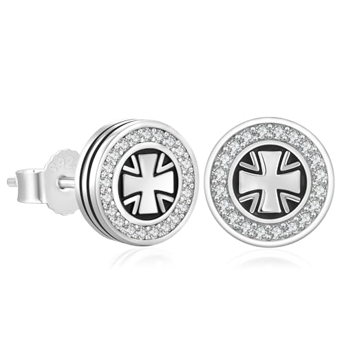 KRKC&CO Earrings for Men, Sterling Silver Earrings Studs, Hypoallergenic - color: Black E