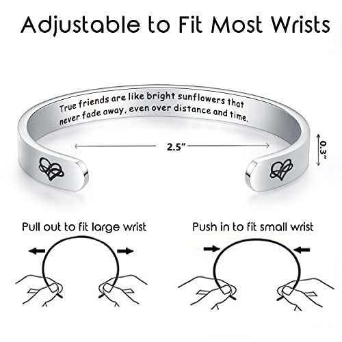 TONY & SANDY Cuff Bracelets for Women Teen Girls Best Friend Sister Mom Daughter Granddaughter Easter Birthday Mother's Day Christmas Stocking Stuffers for Teen Girls Women Jewelry - style: 0 - Friend Gifts - True friends are like bright sunflowers that n
