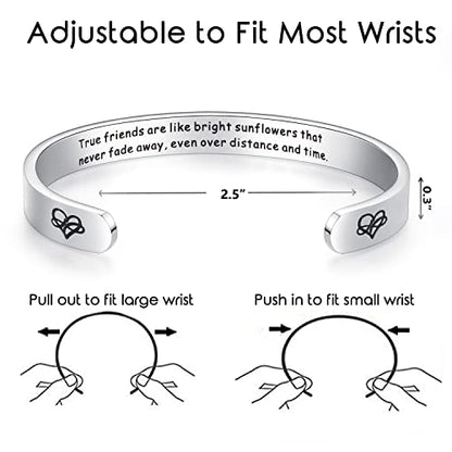 TONY & SANDY Cuff Bracelets for Women Teen Girls Best Friend Sister Mom Daughter Granddaughter Easter Birthday Mother's Day Christmas Stocking Stuffers for Teen Girls Women Jewelry - style: 0 - Friend Gifts - True friends are like bright sunflowers that n