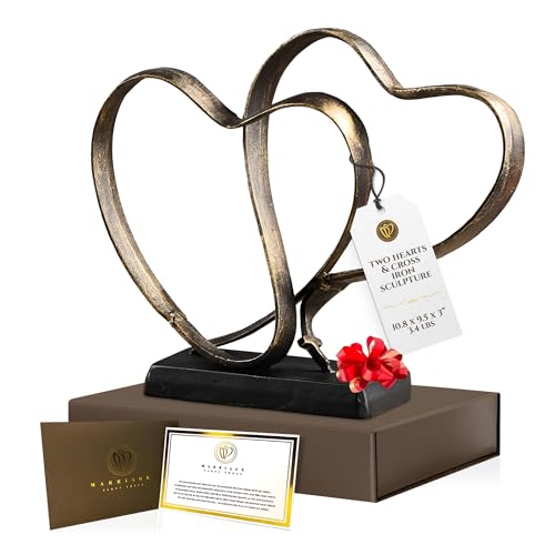 Wedding Anniversary Couples Gift - Iron Sculpture Bundle - Any Anniversary - color: Gold