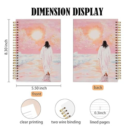 bitCNY Spiral Notebook 8.3 x 5.5 Inches, Jesus Walking on Water Painting Cover, Christian Art Journal, Lined Notebook for Devotion and Daily Writing - color: Jesus Walking on Water-3