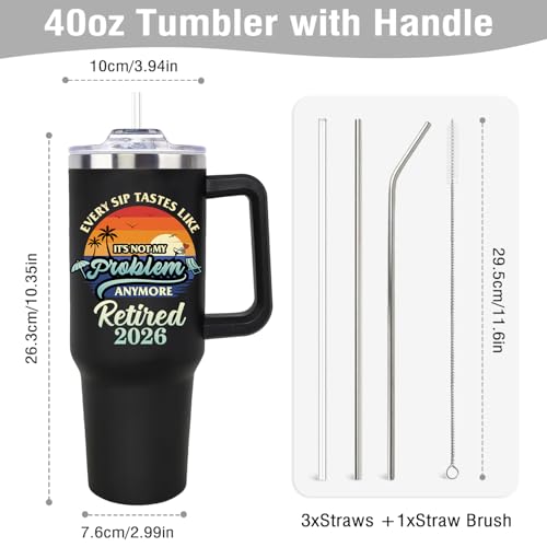 Retirement Gifts for Men Woman 2026 - Funny Retirement Tumbler 40oz, Retired Gift for Women Men Coworkers Boss From Colleague Friend Family, Goodbye/Going Away/Farewell Gifts Coffee Tumbler Cup - color: Retired 2025