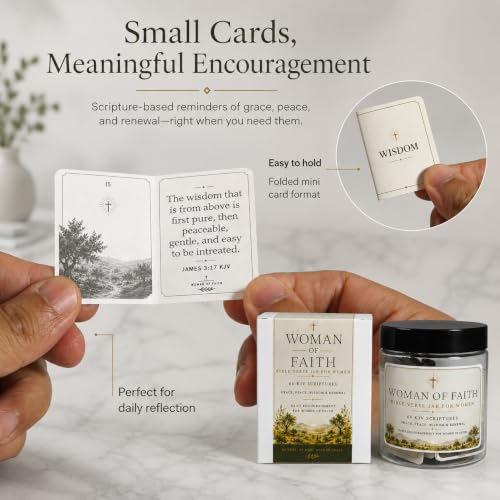Bible Verse Jar for Women, 60 KJV Scripture Cards, Christian Gift - color: Woman of faith