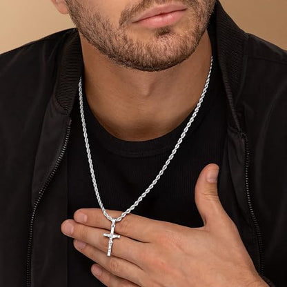 M MOOHAM Layered Crucifix Necklace for Men, Cross Necklace for Men