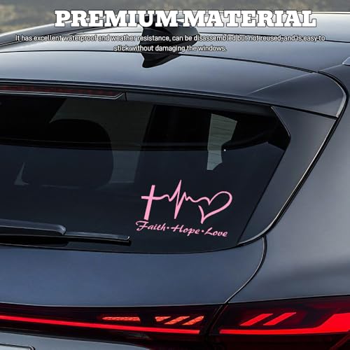 Hope Faith Love Heart Car Decal Stickers, Jesus Cross Vinyl Sticker, Pink - color: Pink