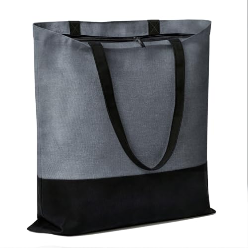 Canvas Tote Bag with Zipper, Halloween Trick or Treat Bags for Kids Bulk - color: [A1] Grey / Black