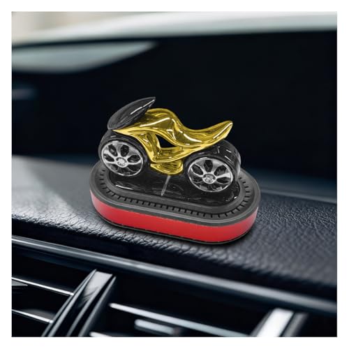 Craedli Solar Powered Diffuser Car Dashboard Decoration, Rotating Motorcycle Design Auto Center Console Ornament with Diffuser Base, Refillable Car Interior Decoration for Home, Office (Red) - color: Red