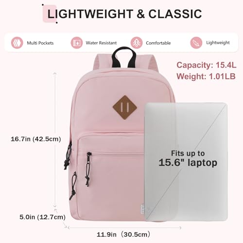 VX VONXURY Kids Backpack for School Travel,16.7 Inch Lightweight Bookbag - color: Pink