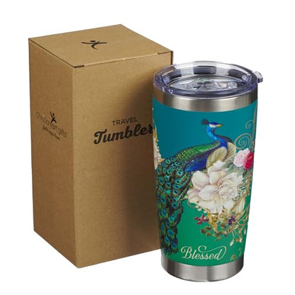 Christian Art Gifts Stainless Steel Vacuum Insulated Tumbler 18 oz - color: Teal/Peacock