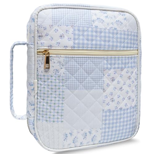 Bible Cover for Women (Blue Spliced Flower, Large) - color: B2 Blue Spliced Flower
