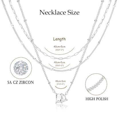3PCS Gold Silver Layered Necklaces for Women Trendy - color: Silver&FSS