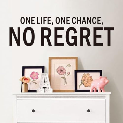 Inspirational Wall Stickers for Living Room: Motivational Quotes Office Gym School Classroom Garage Bedroom Vinyl Art Wall Decals - One Life One Chance No Regret 25" X 7" - color: One Life One Chance No Regret, size: Small