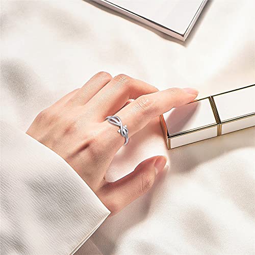 DAOCHONG 925 Sterling Silver CZ Infinity Cross Ring Inspirational Jewelry - color: silver infinity cross