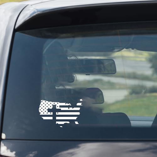 American Flag with Cross Jesus Christian Cross Vinyl Decal, Christ Religious Sign for Car Bumper Truck Tumbler RV Vans SUV Window Jeep Trucks Cars, Inspirational Faith Gift Idea (6.5 x 4 in) - style: American Flag with Cross