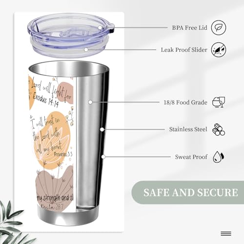 Christian Gifts for Women, Christian Bible Verse Affirmations Tumbler 20 oz, Stainless Steel Vacuum Insulated Coffee Mug with Lid and Straw Double Wall Travel Cup for Hot and Cold Drinks