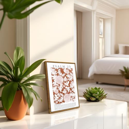 Floating Framed Christian Bible Verse Canvas Wall Art, A Psalm 23 of David Print Posters, Orange Thanksgiving Scripture Decor Picture, for Living Room Decor, Bedroom, Home Decoration, 8x10in - color: A Psalm 23 of David, size: 10"L x 8"W