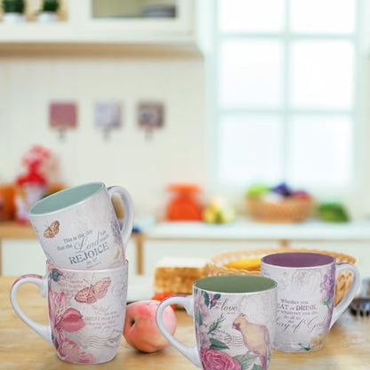 Christian Art Gifts Ceramic Coffee/Tea Mug Set for Women, Multicolor