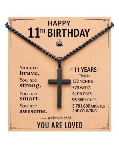 9–13 Year Old Boy Birthday Gifts Idea, Cross Necklace for Boys - style: 11th birthday