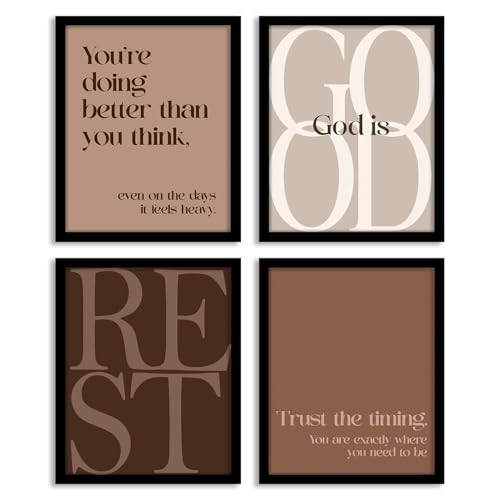 WEFKODO Bible Verse Christian Wall Art God Is Good Posters Prints Brown - color: god good