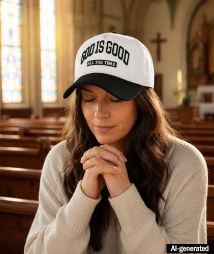 God is Good Hat, Christian Hats for Men & Women Religious Gift - color: Black/White