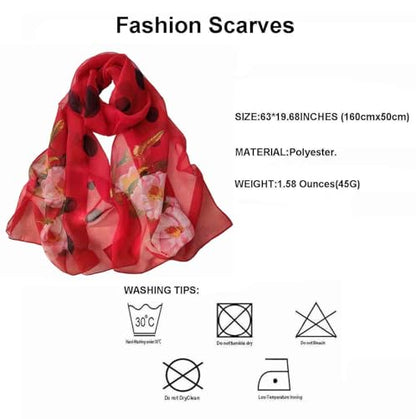 Pokeedioty Scarfs for Women Lightweight Fashion Scarves Elegant Floral Pattern Sheer Scarfs Sunscreen Shawls Wraps - color: P 053