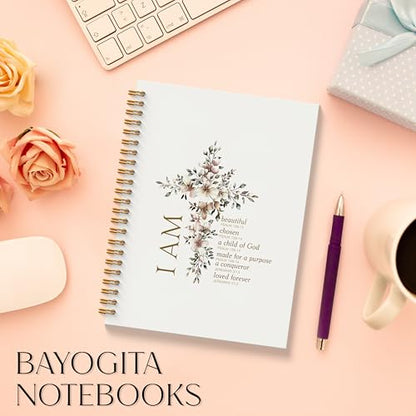 Inspirational Christian Notebook - Bible Verse Journal, Prayer Spiral Notebook, Motivational Christian School Supplies Notebooks, Inspirational Christian Gifts, Coworker Gifts, 5.5x8.3 Inches - color: I Am