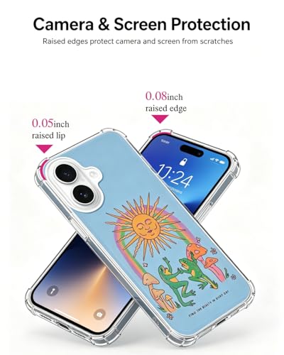 Hippie Dancing Frogs and Sun Phone Case Compatible with iPhone 17 - color: Frogs and Sun