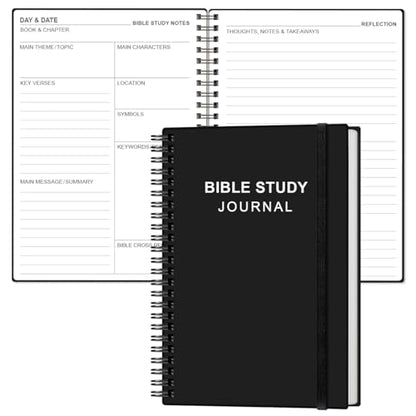 Heveboik Bible Study Journal – Church Notes Notebooks – Note Taking & Journaling Kit, 5.8" x 8.5", Black - color: Black