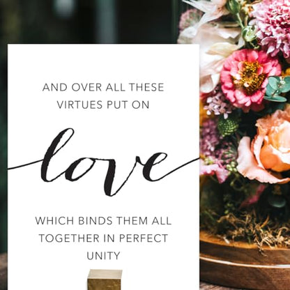 Andaz Press Unframed Black White Wall Art Decor Poster Print, Bible Verses, And over all these virtues put on love, which binds them all together in perfect unity. Colossians 3:14, 1-Pack - color: Colossians 3:14
