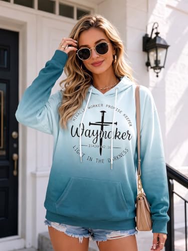 FASHGL Christian Hoodie for Women Religious Faith Sweatshirt Inspirational Pullover Tops Bible Verse Long Sleeve Tops - color: Green, size: Large