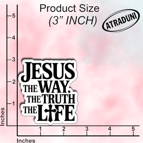 (3Pcs) Jesus The Way The Truth The Life Stickers Faith Quote Inspirational Christian Gifts Waterproof Vinyl Decals for Kindle Water Bottle Laptop Car Phone Size 3" x 2.5" - color: Jesus the Way, the Truth, the Life