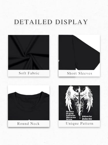 Christian Oversize Shirt for Women Jesus Faith Bible Verse Graphic Tee Tops - color: Blackw, size: X-Large