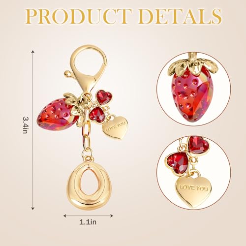 Snycler Bubble Initial Keychain Bag Charms for Women, A-Z Letter Keychain - color: Red - Strawberry Bow Letter