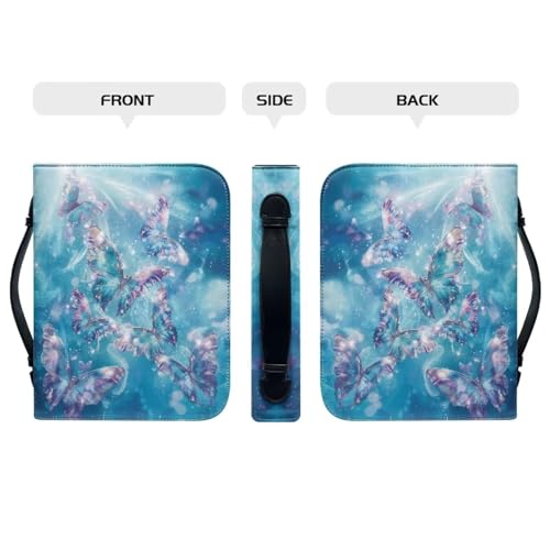 Blue Crystal Butterfly Bible Holder Case for Women Carrying Book Case for Bible Accessories Durable Carrying Book Case Church Bag Christian Gifts for Women Girls-size：2XL - color: Blue Crystal Butterfly, size: XXL (12.01-9.02in)