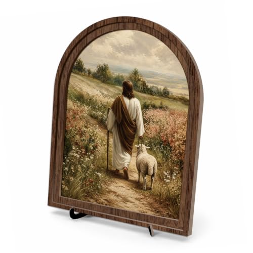 Farmhouse Christian Arch Wood Sign Good Shepherd Jesus Lamb Faith Gift - color: color_name05