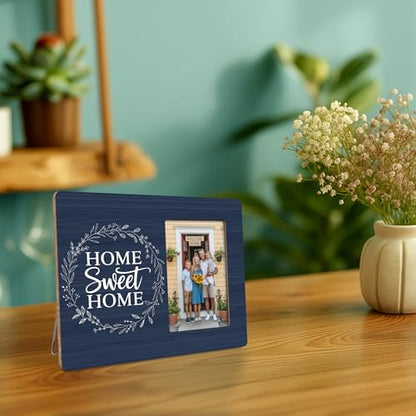 Home Sweet Home Picture Frame, Housewarming Gifts for New Home, New Apartment Photo Frame, Fits 4x6 Photo - color: Cyan