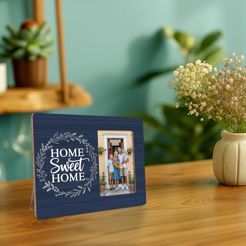 Home Sweet Home Picture Frame, Housewarming Gifts for New Home, New Apartment Photo Frame, Fits 4x6 Photo - color: Cyan