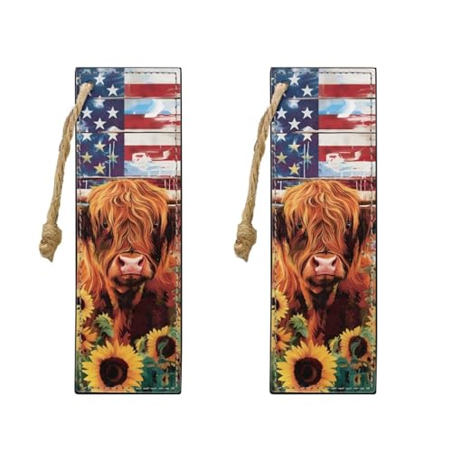 Bookmarks for Women Teacher Cow American Flag Sunflower Bookmarks for Women Readers Book Lovers Page Markers for Students Teachers Reading - color: Cow American Flag Sunflower